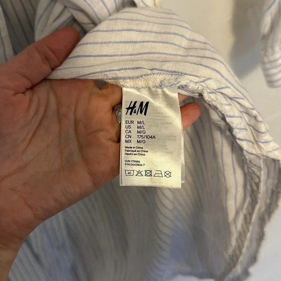 H&M Oversized Striped Linen Dress EUC M/L - Picture 3 of 7